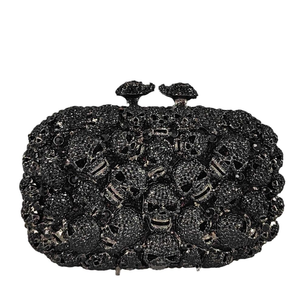 4582 Skull Crystal Clutch Purse Formal Rhinestone Clutch Evening Bag